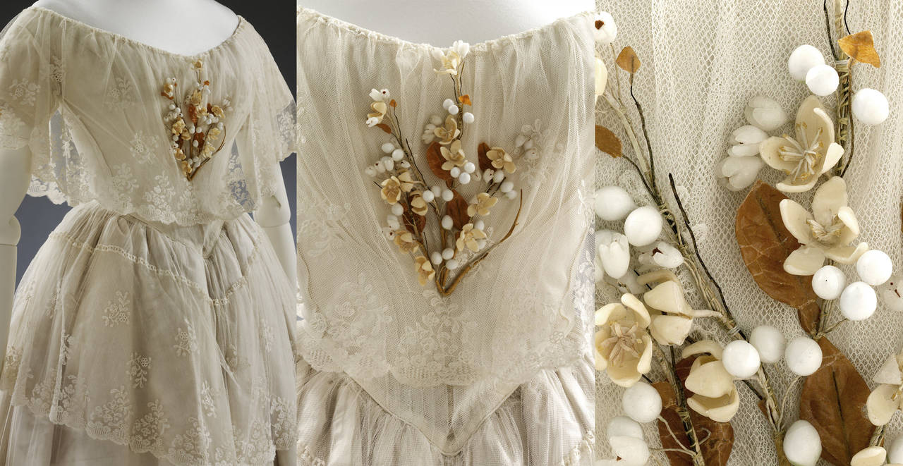 Ensemble de robe de mariée (détails), 1848, Angleterre © Victoria and Albert Museum, Londres